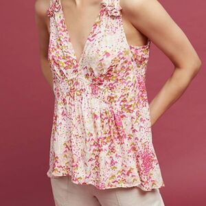 135 Anthropologie Maeve “Bretta” top in pink and gold
